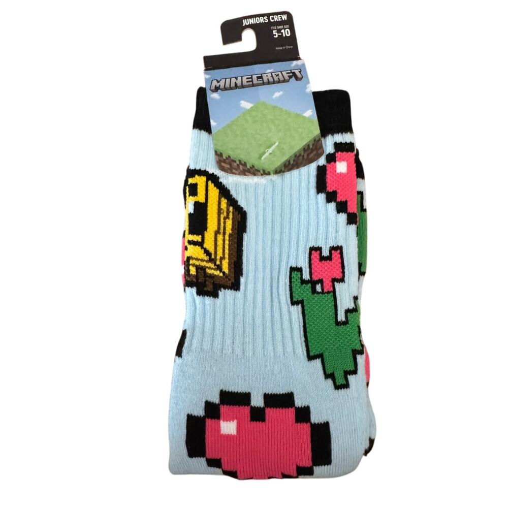 MINECRAFT Juniors Crew Socks Fits Shoe Size Youth 5 - 10